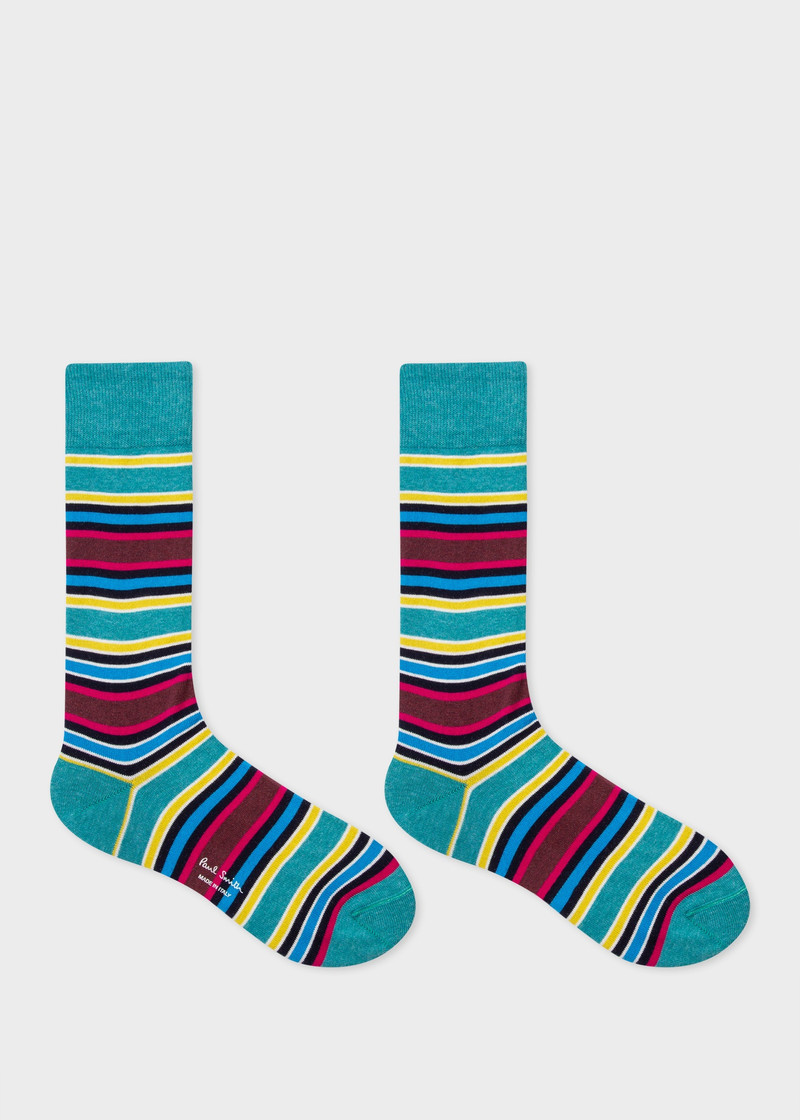 Paul Smith Turquoise Multistripe Socks outlook