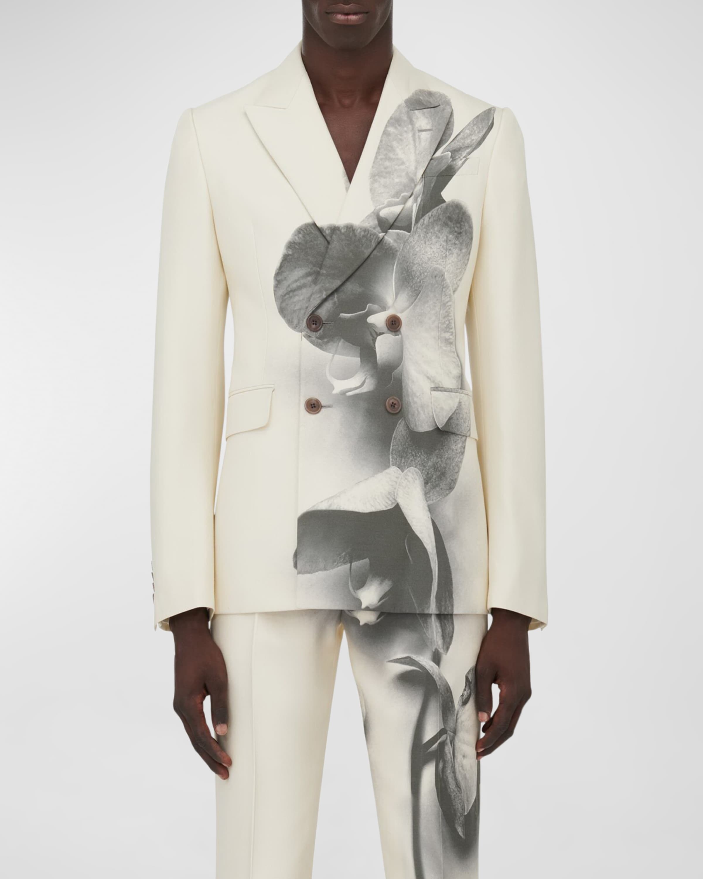 Men's Double-Breasted Orchid-Print Tuxedo Jacket - 3