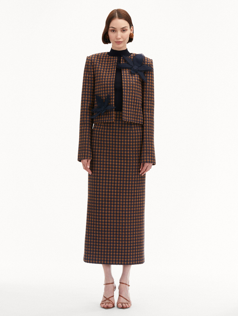 CHECK TWEED ORCHID EMBROIDERED JACKET 3