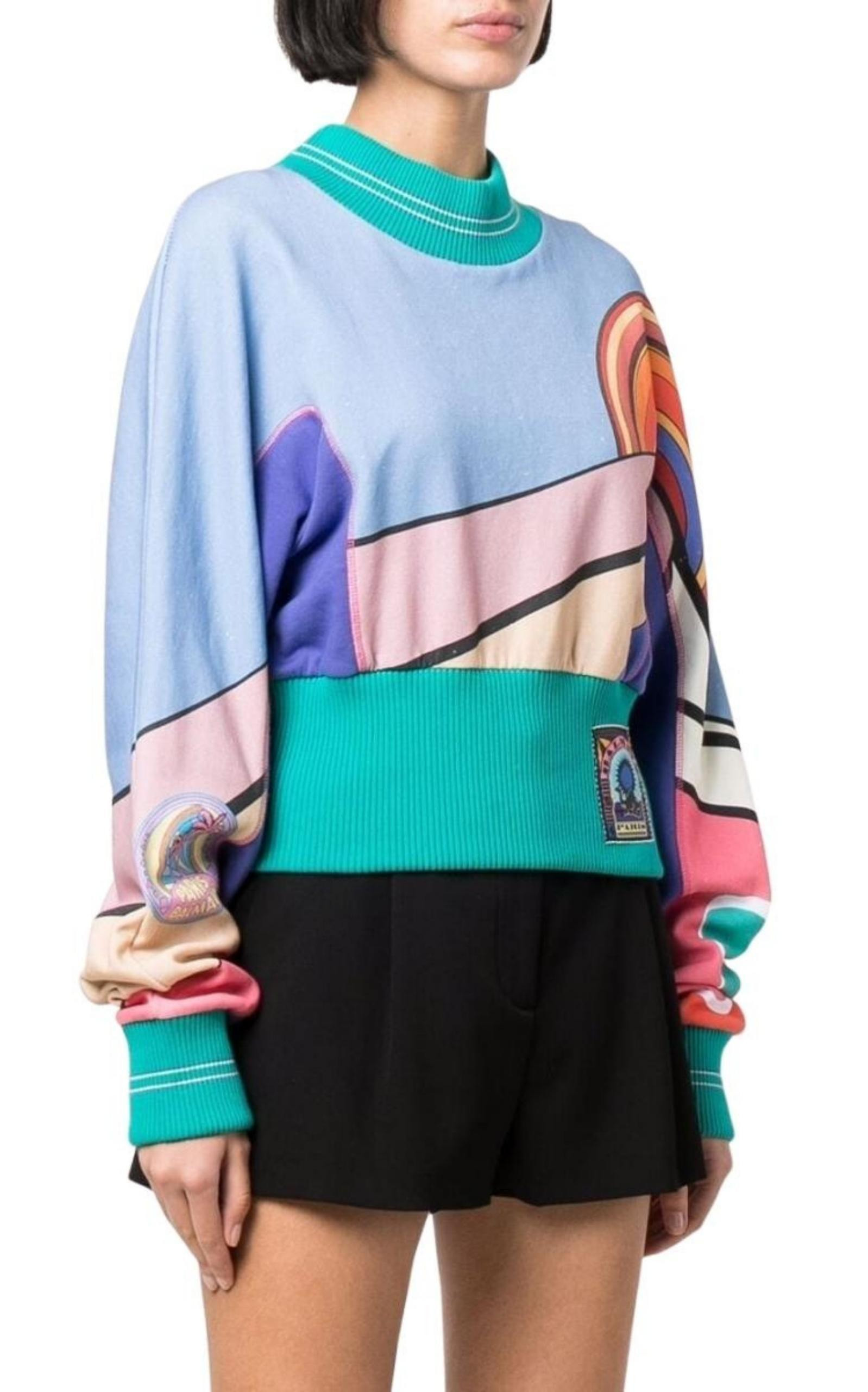Geometric Print Crewneck Sweatshirt - 3