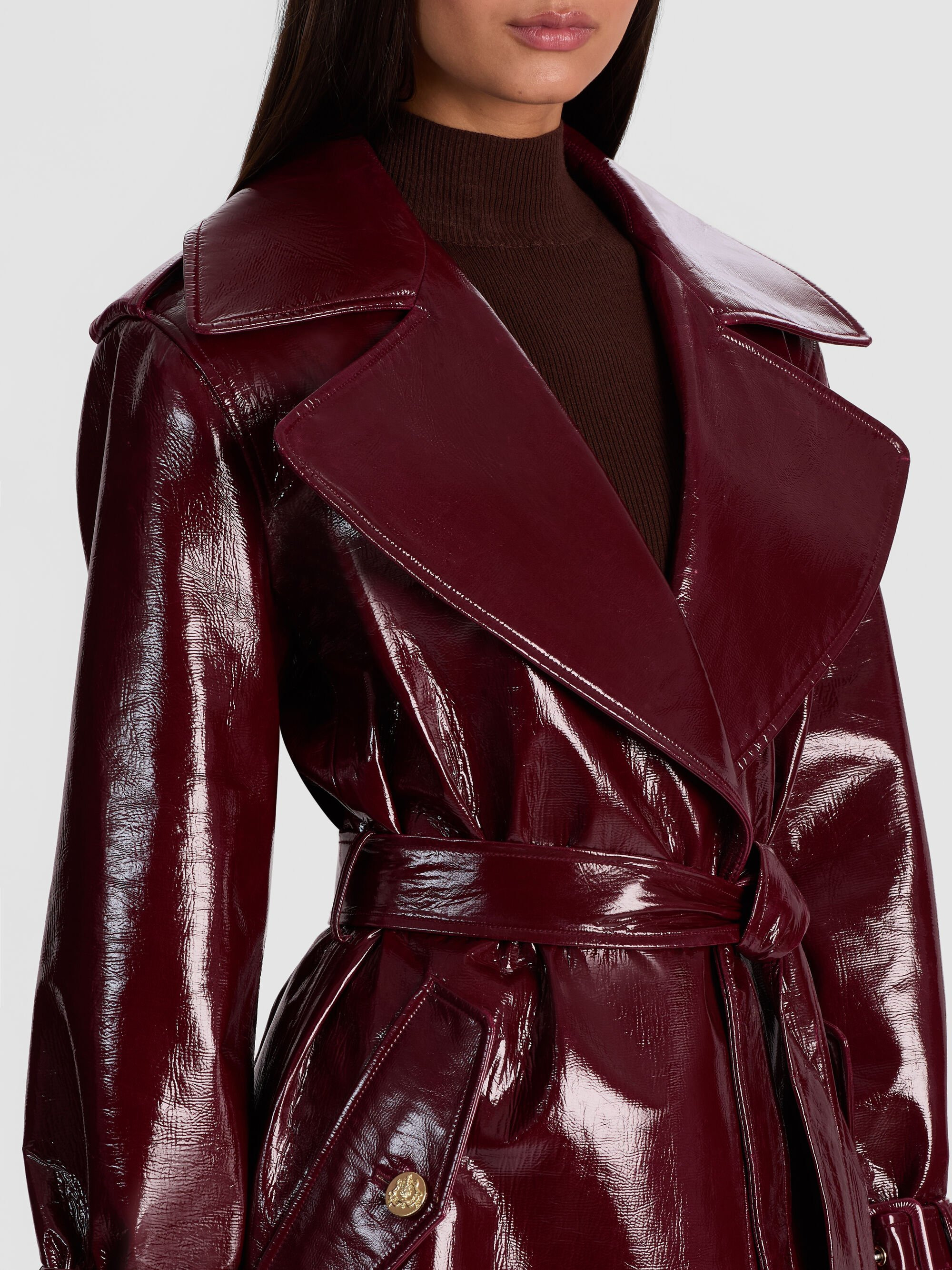 NEVADA VEGAN LEATHER TRENCH COAT - 5