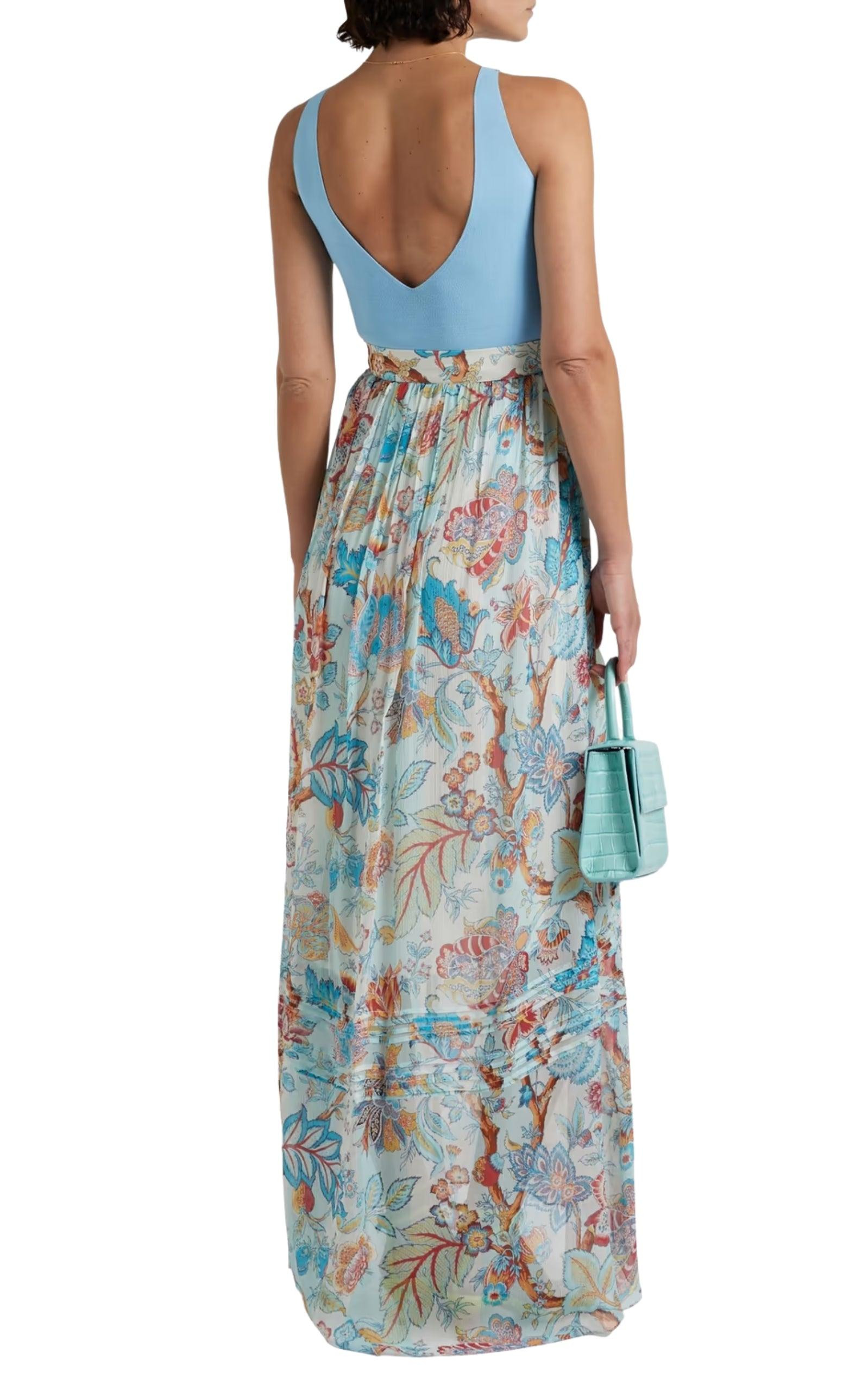 Pleated Floral Print Maxi Skirt - 3