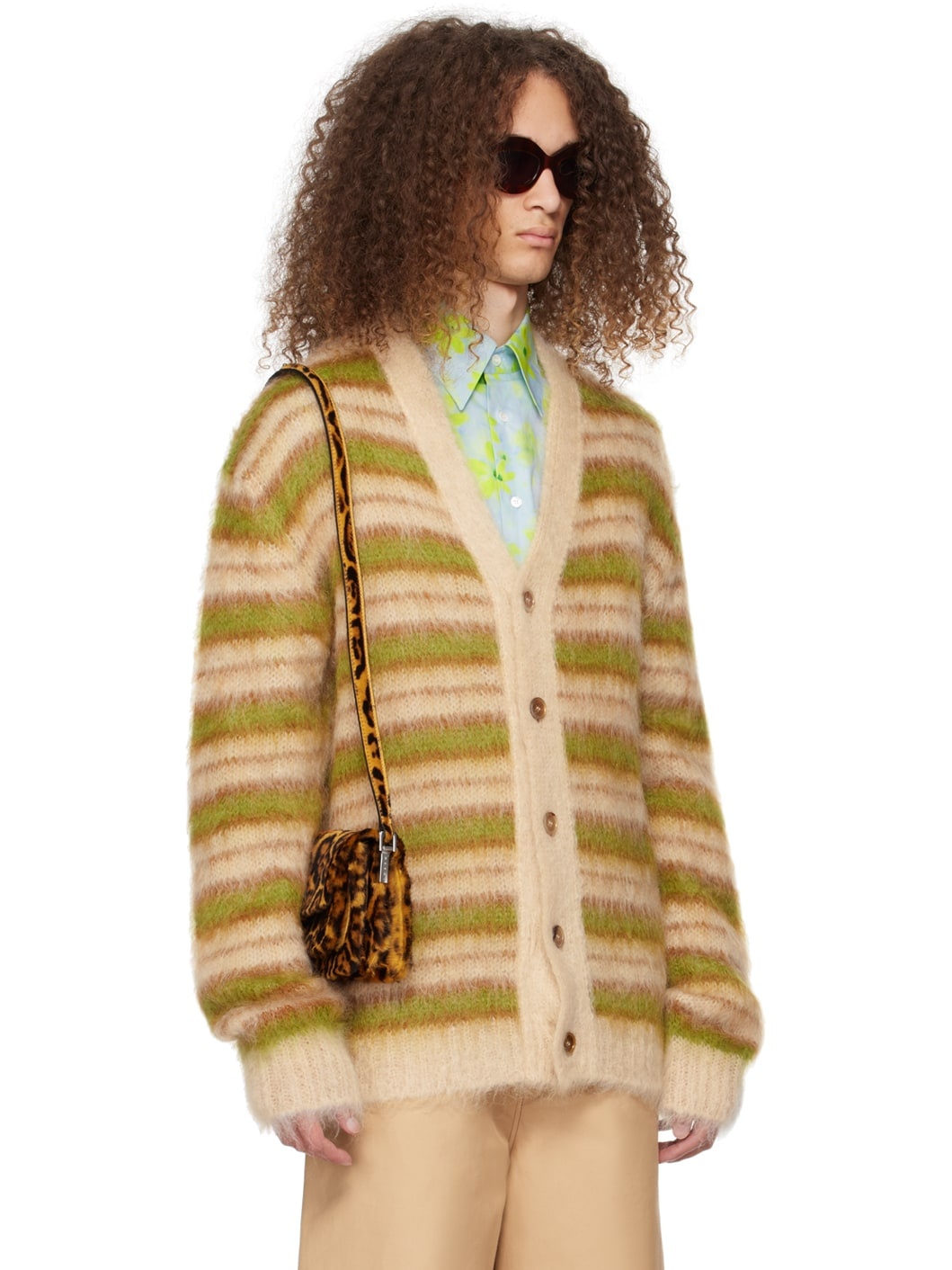 Beige Striped Cardigan - 2