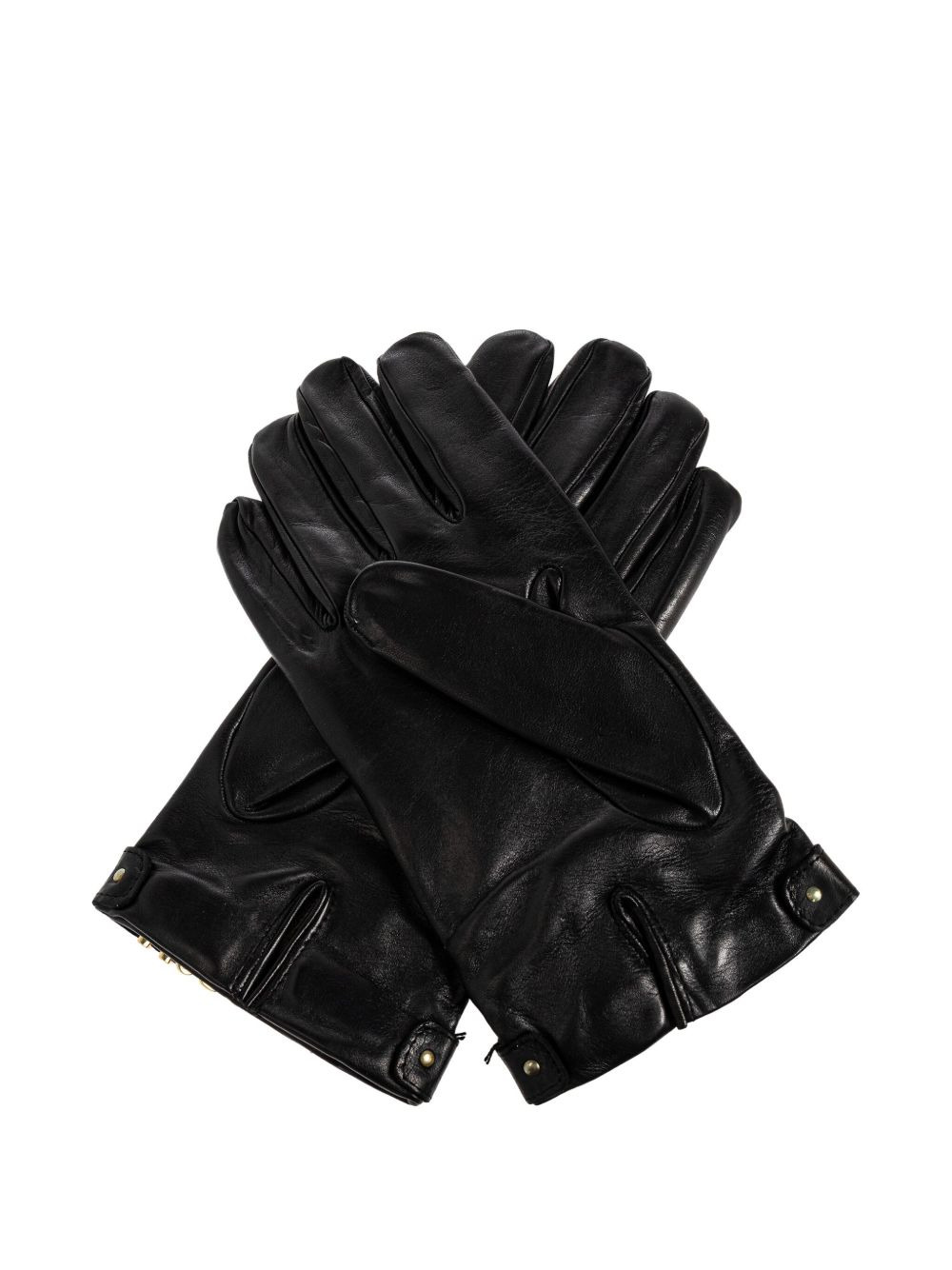 logo-plaque leather gloves - 2