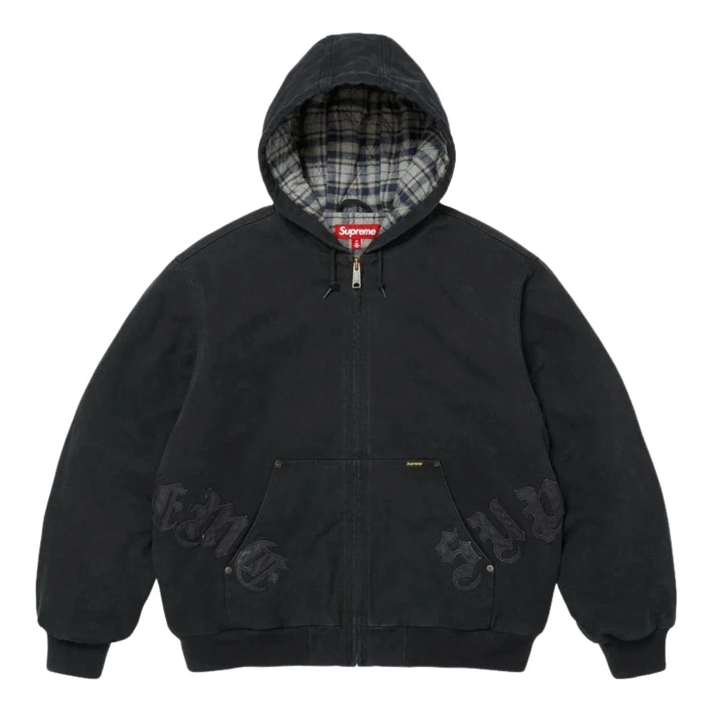 Supreme FW26 Leather Appliqué Hooded Work Jacket 'Black' SUP-FW26-063-BLK - 1