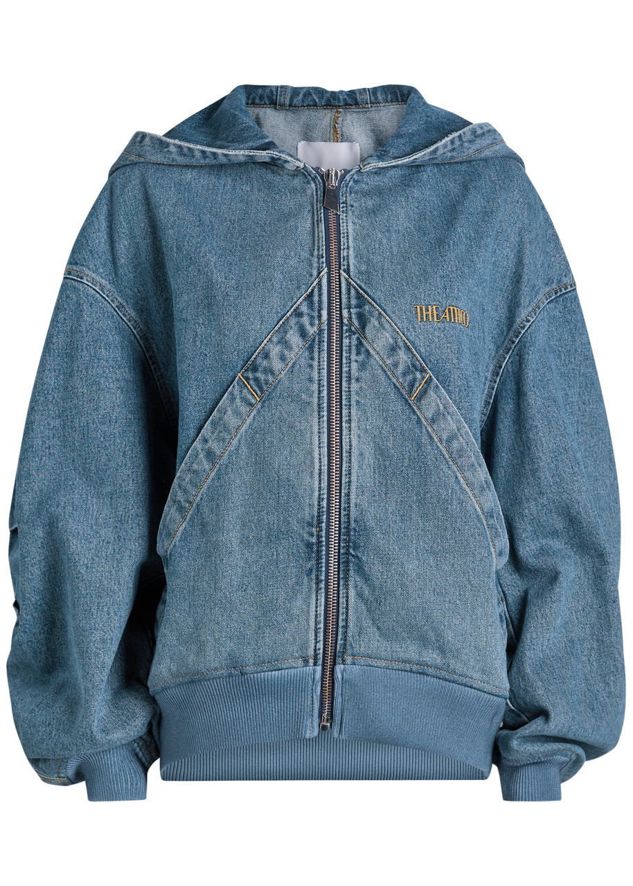 The Attico Hooded Denim Bomber Jacket - 1