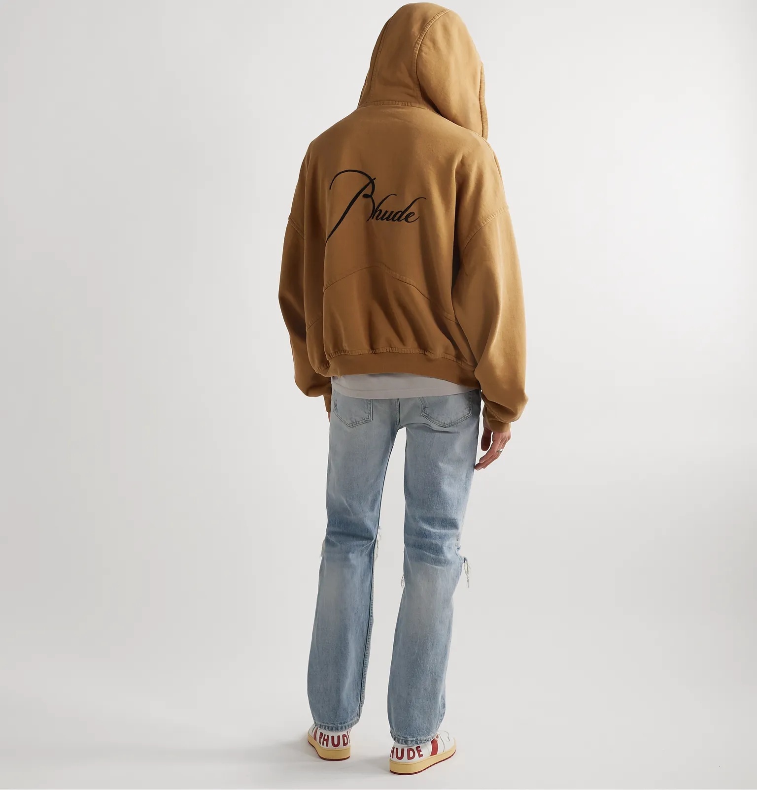 Oversized Logo-Embroidered Loopback Cotton-Jersey Zip-Up Hoodie - 2