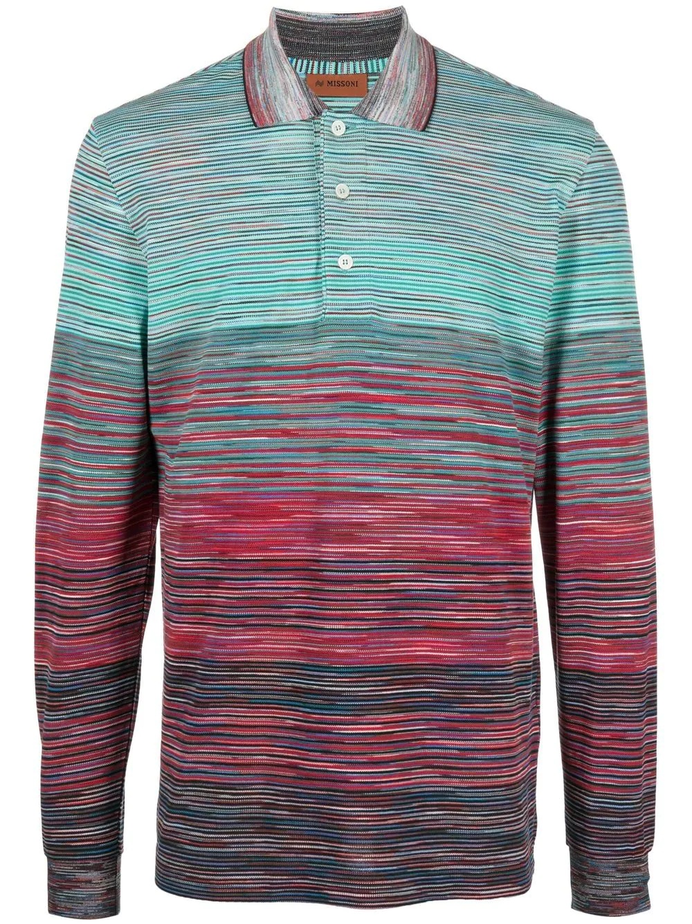 striped long-sleeve polo shirt - 1