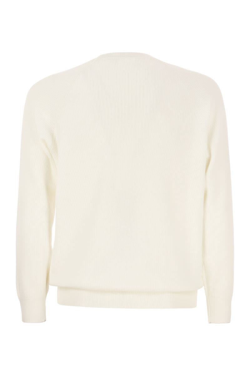 Brunello Cucinelli BRUNELLO CUCINELLI COTTON RIB SWEATER WITH RAGLAN SLEEVE - 2