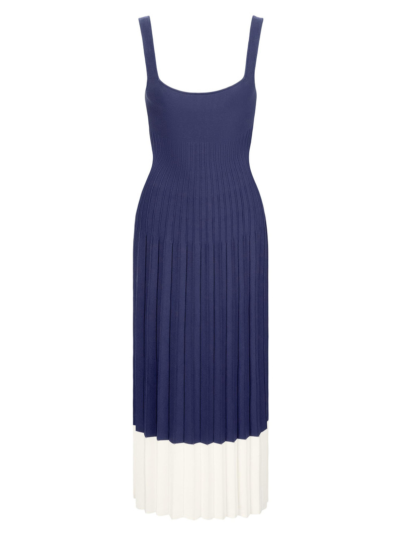 Women's Ellison Two-Tone Pleated Dress - Navy White 1