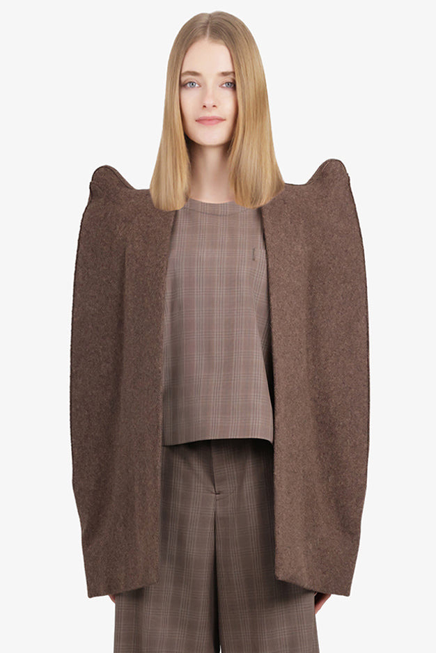 CAPPA SHOULDER DETAIL CAPE JACKET | BROWN - 2