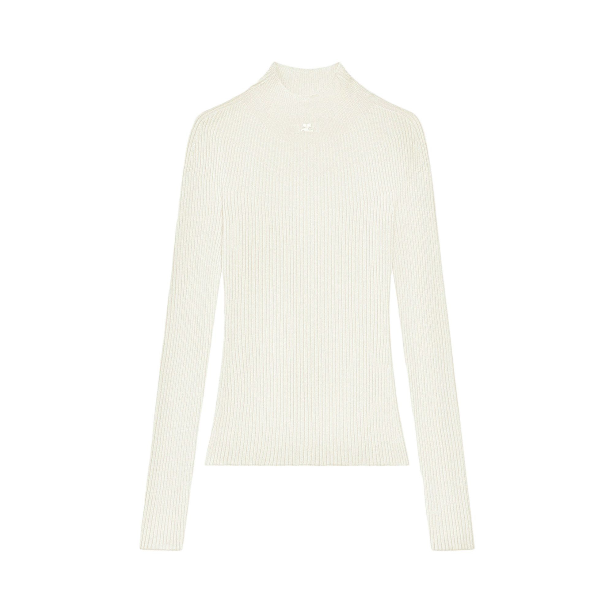 Courrèges Mockneck Light Rib Sweater 'Heritage White' - 1