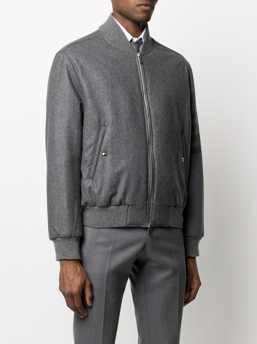 tonal 4-Bar flannel bomber jacket - 3