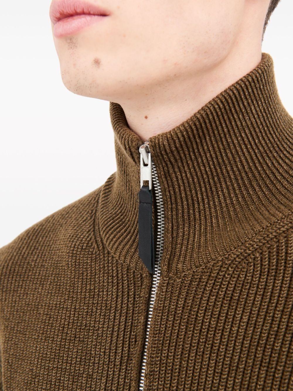 ribbed-knit zip-up sweater - 6