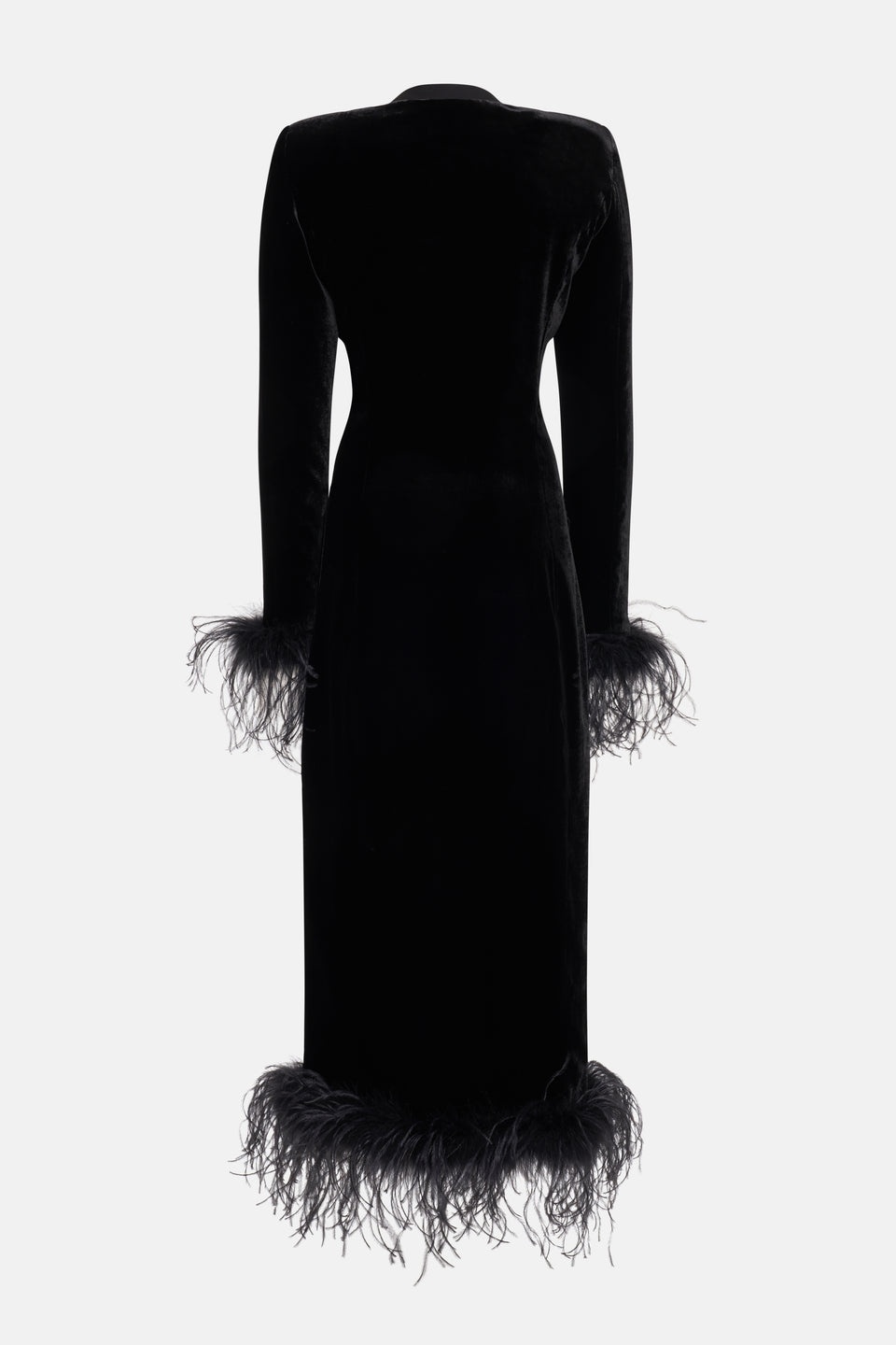 VELVET DRESS WITH FEATHERS AND JWL BUTTONS - 2