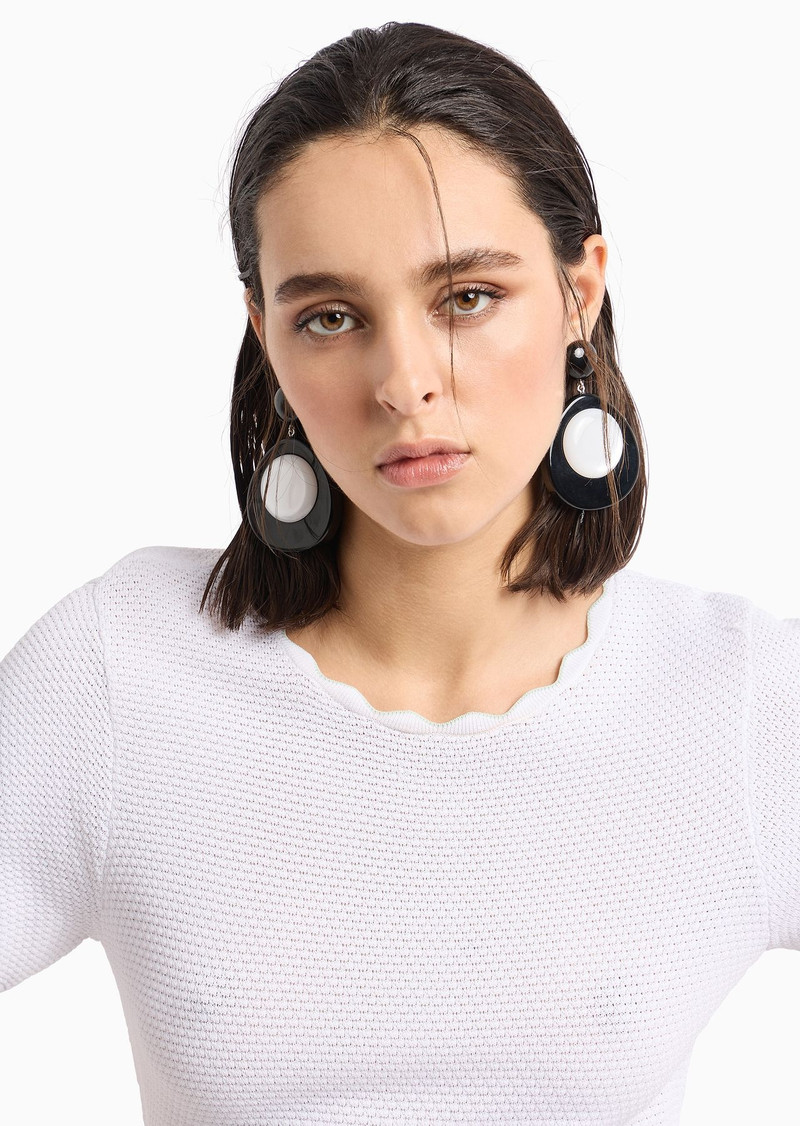 Moss-stitch knit flared dress with belt 5