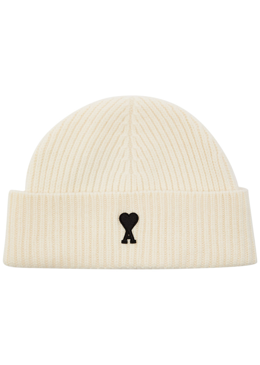 Ami Paris Logo-embroidered Wool Beanie - 1