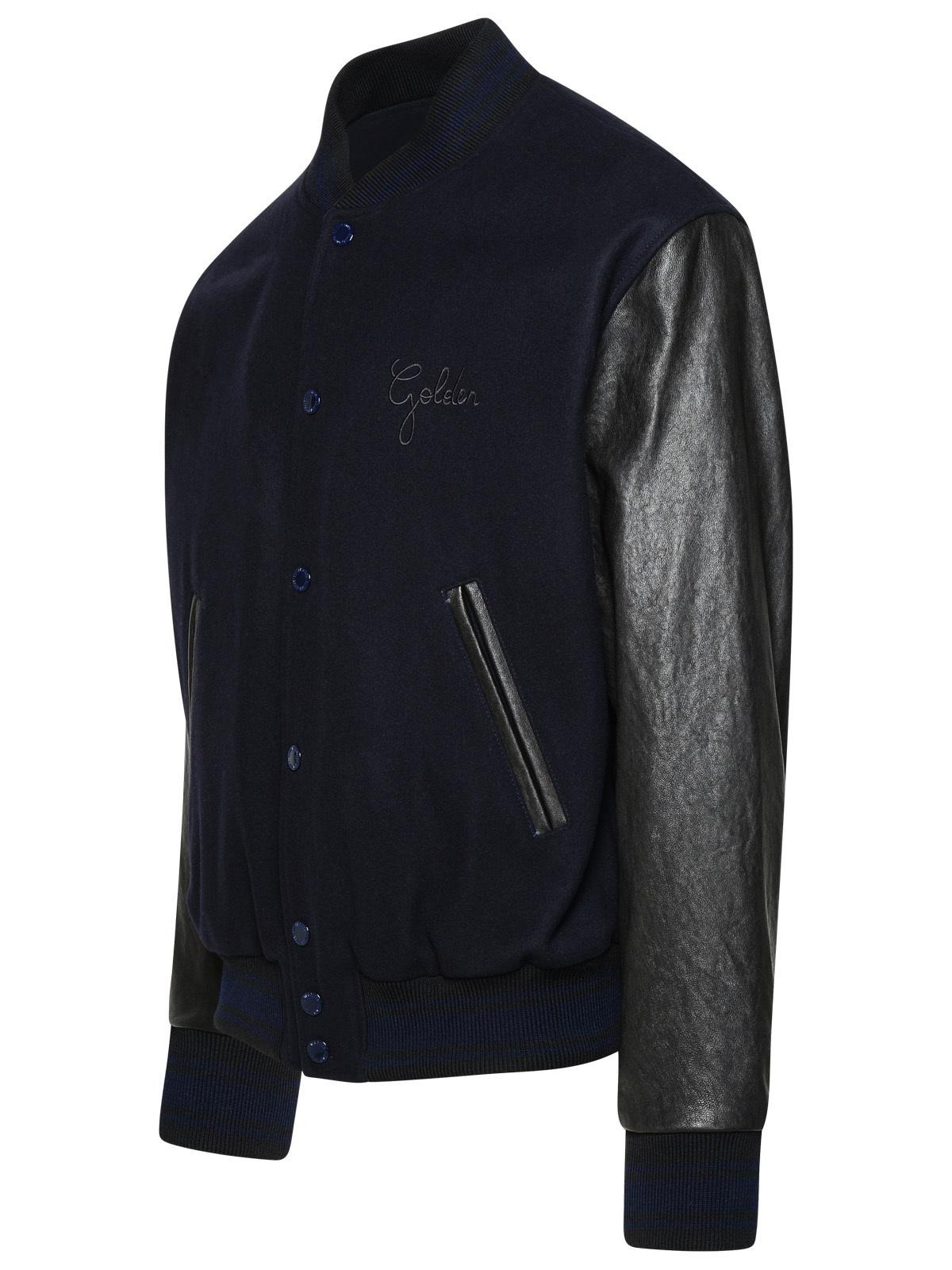Golden Goose Bomber Jacket In Blue And Black Virgin Wool Blend Men - 2