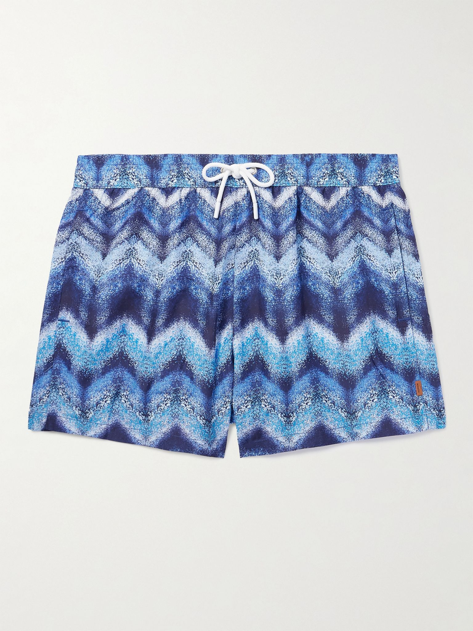 Straight-Leg Mid-Length Striped Swim Shorts Blue - 1