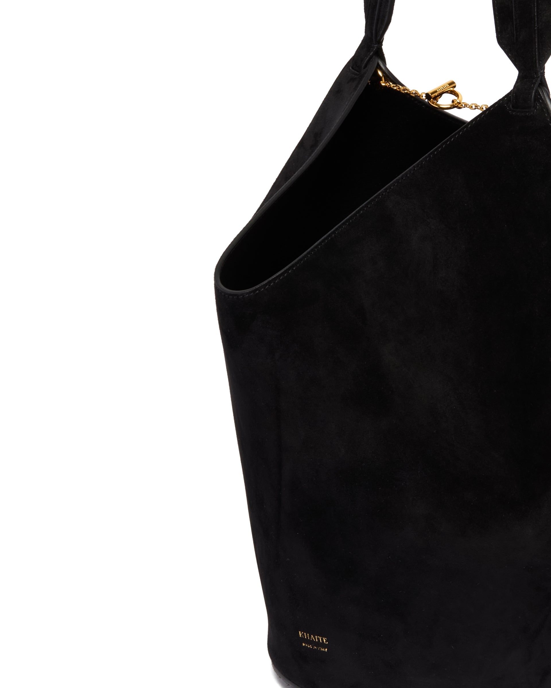Black Small Lotus Leather Tote - 5