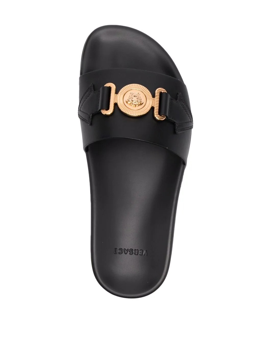 logo-plaque leather sliders - 4