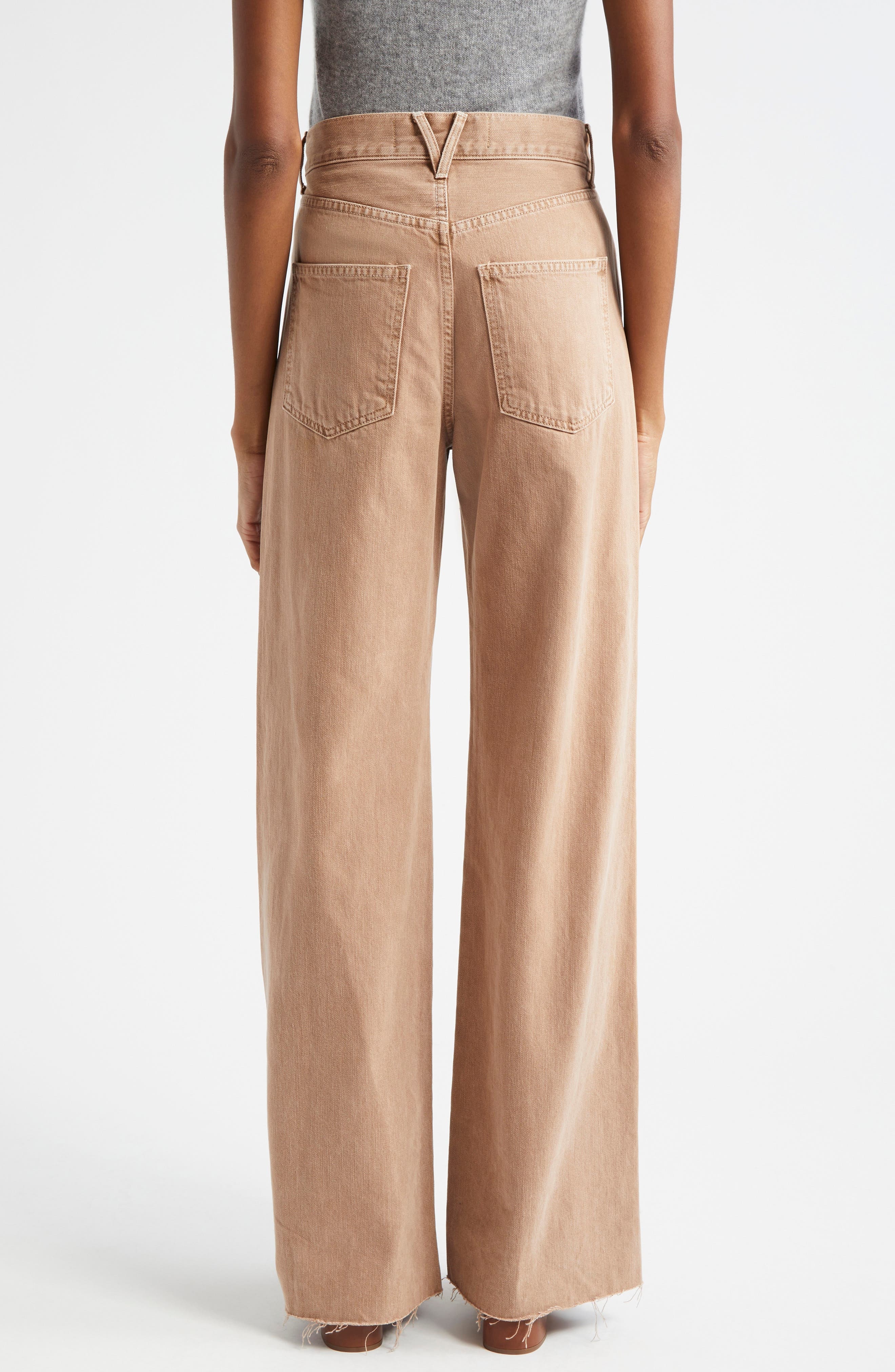 Veronica Beard Taylor High Waist Wide Leg Jeans in Tan Sierra at Nordstrom - 3