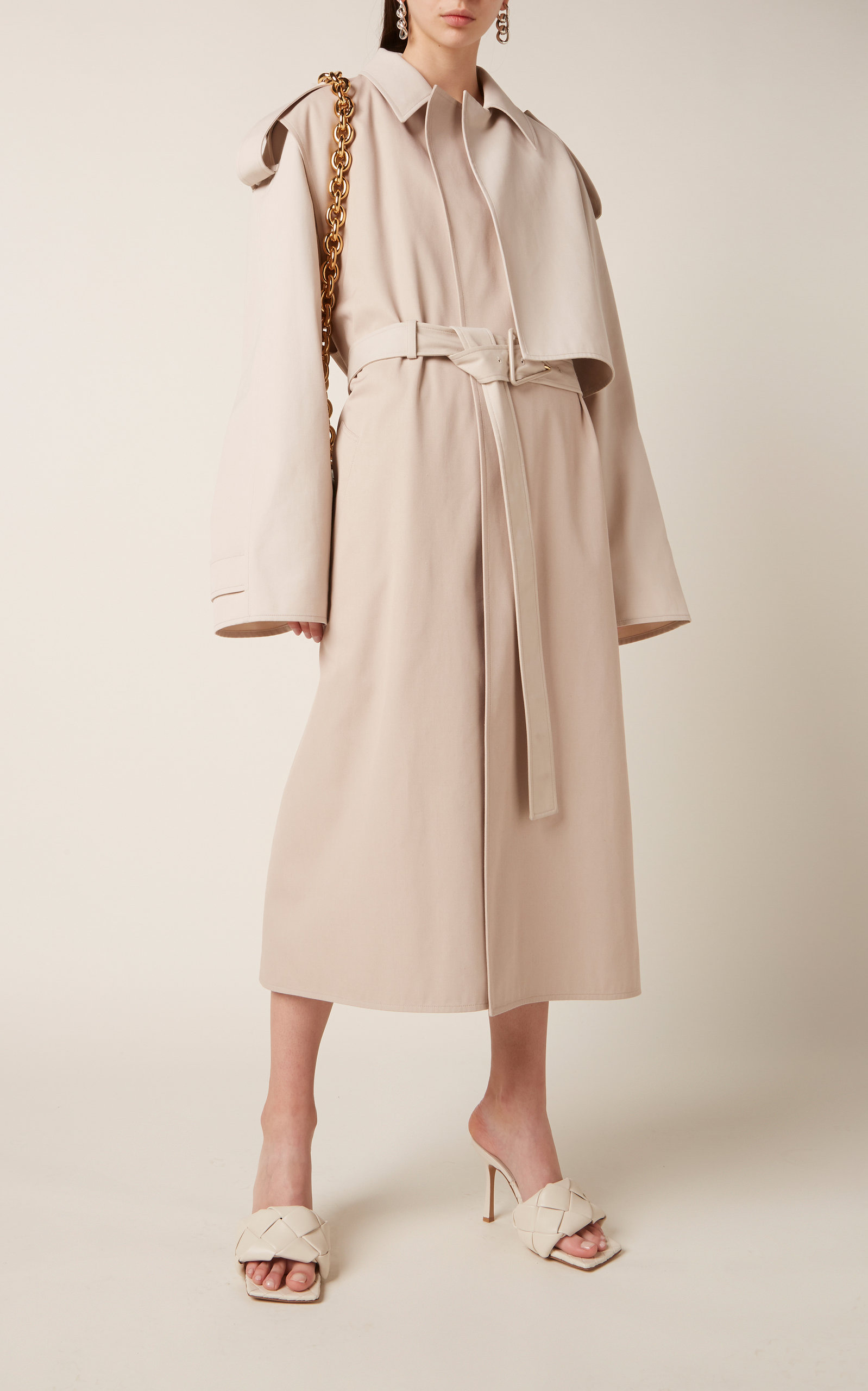 Removable Sleeve Crepe Trench Coat neutral - 2