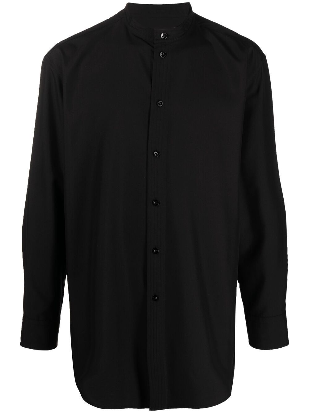 collarless silk shirt - 1