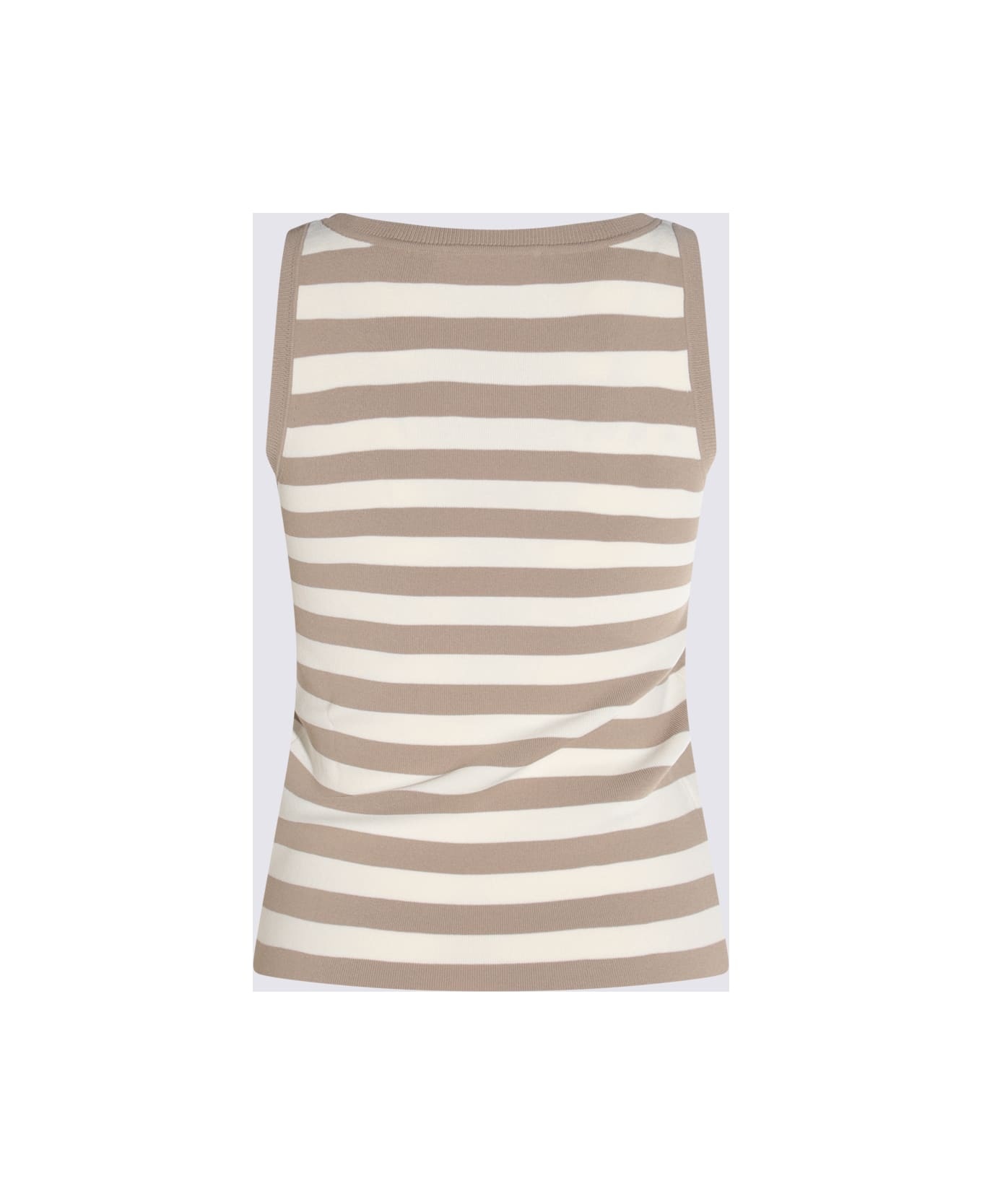 White And Beige Cotton Pentola Top - 2