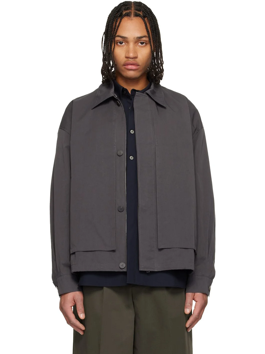 Gray Cargo Pocket Jacket - 1