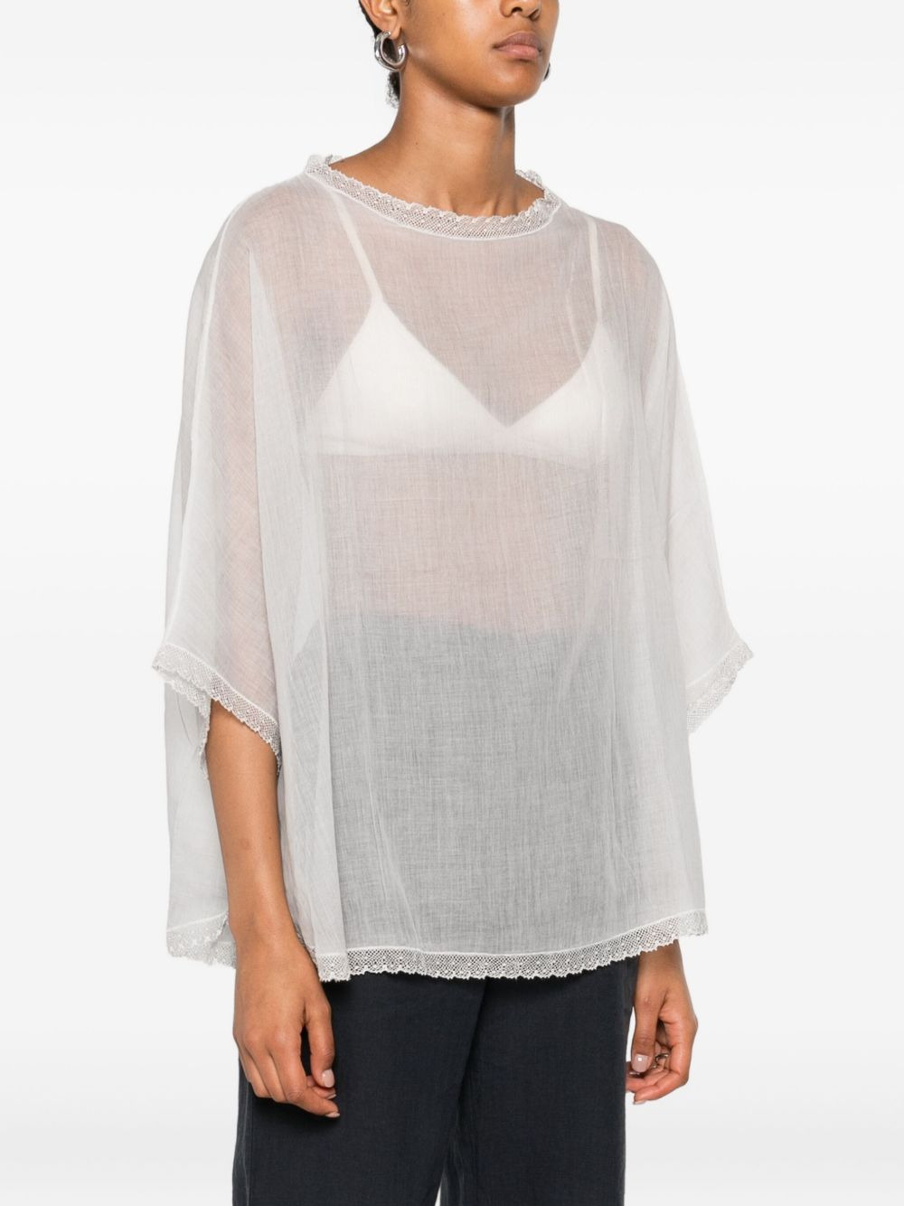 lace-trim blouse - 3