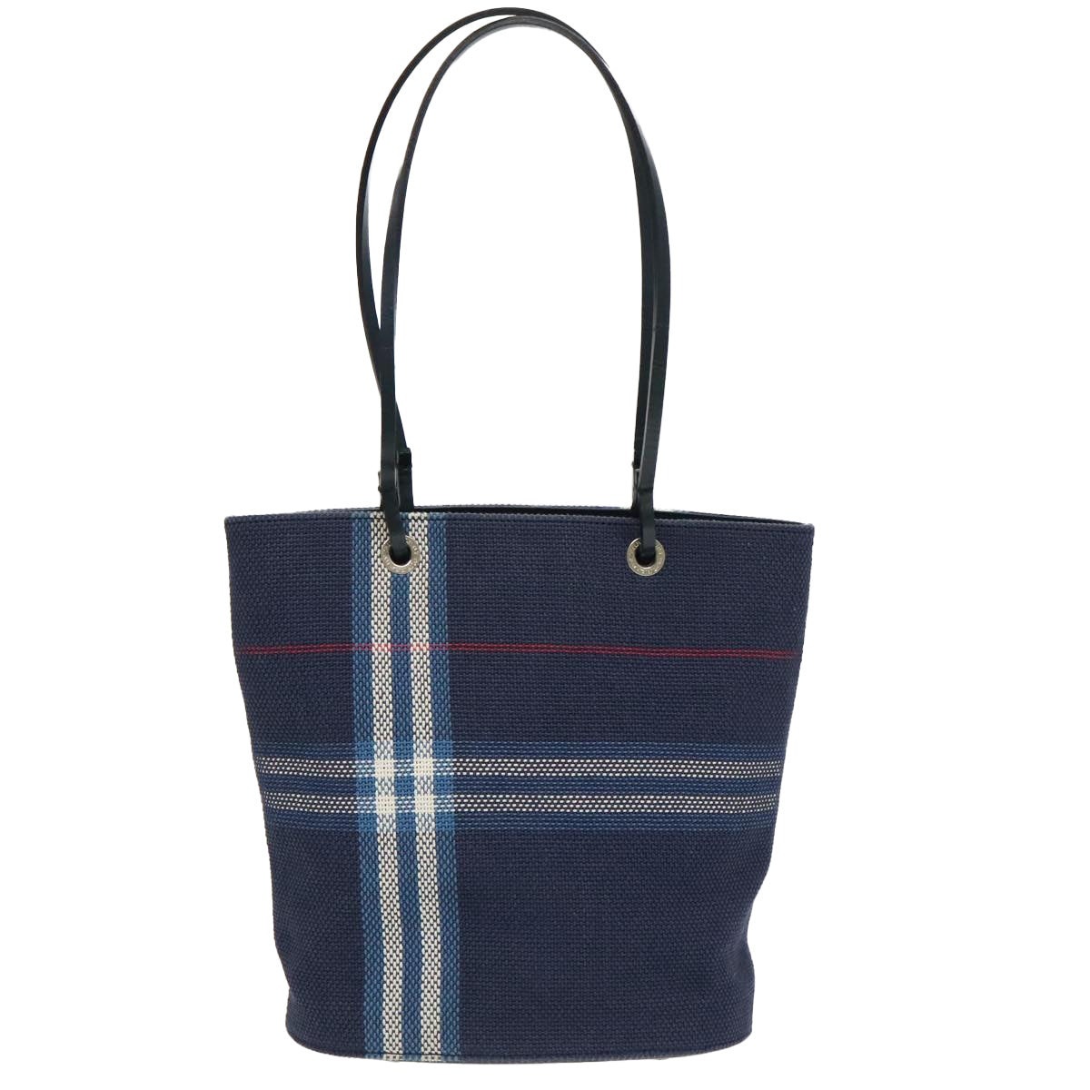 Burberry Nova Check Tote Bag Canvas Navy Silver - 13