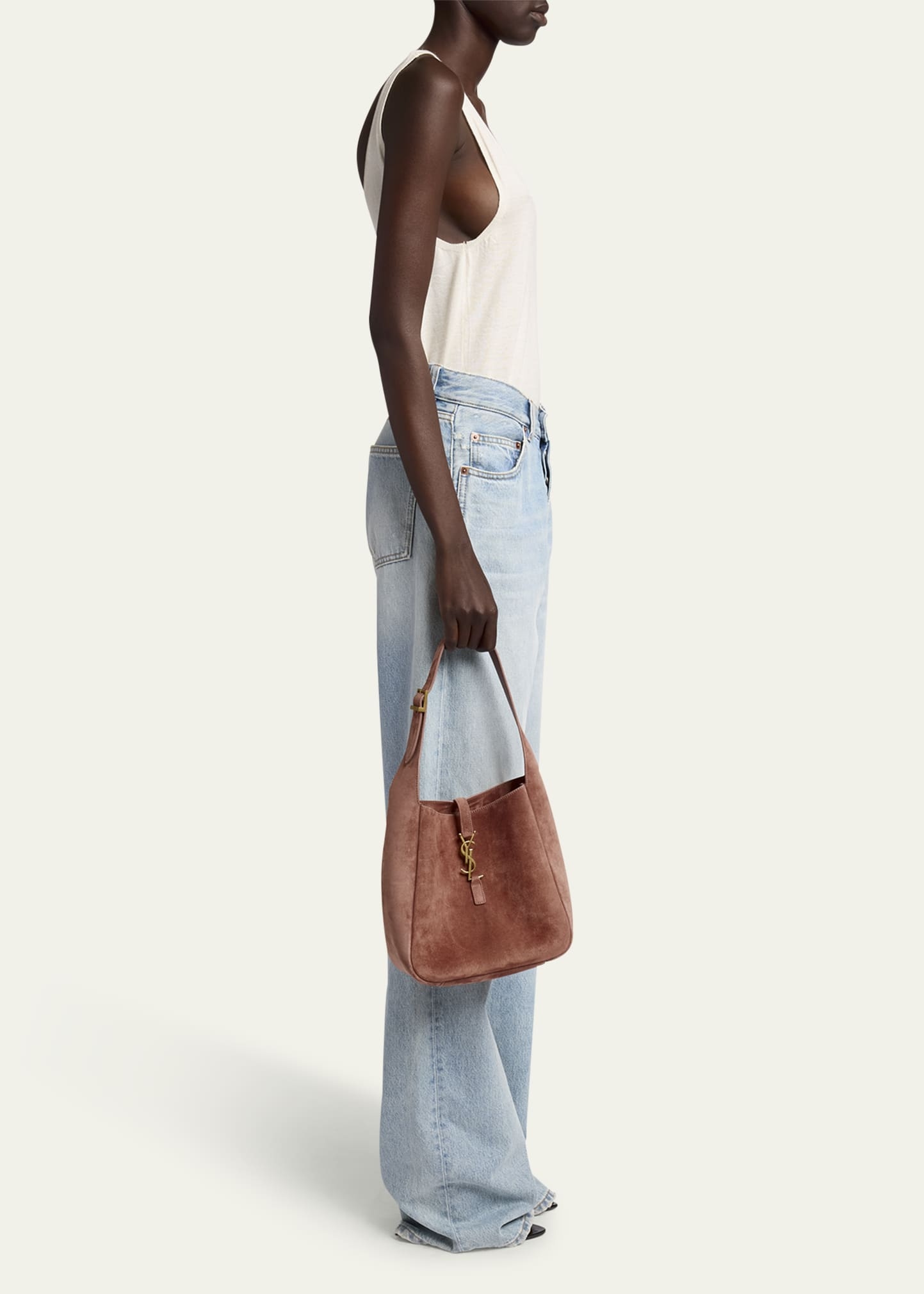 Le 5 A 7 Small Suede Hobo Shoulder Bag - 4