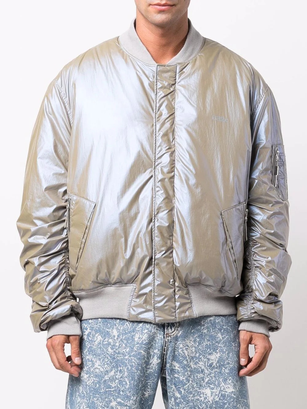 metallic-effect padded bomber jacket - 4