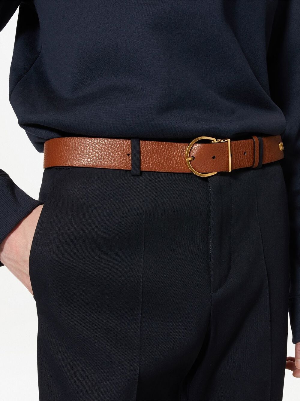 VLogo leather belt - 5