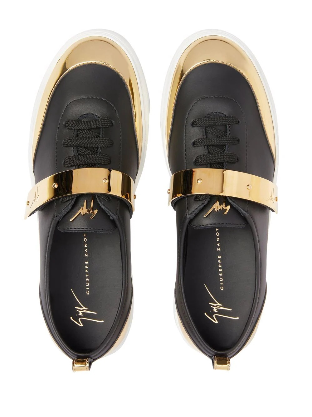 Zenas two-tone leather sneakers - 4