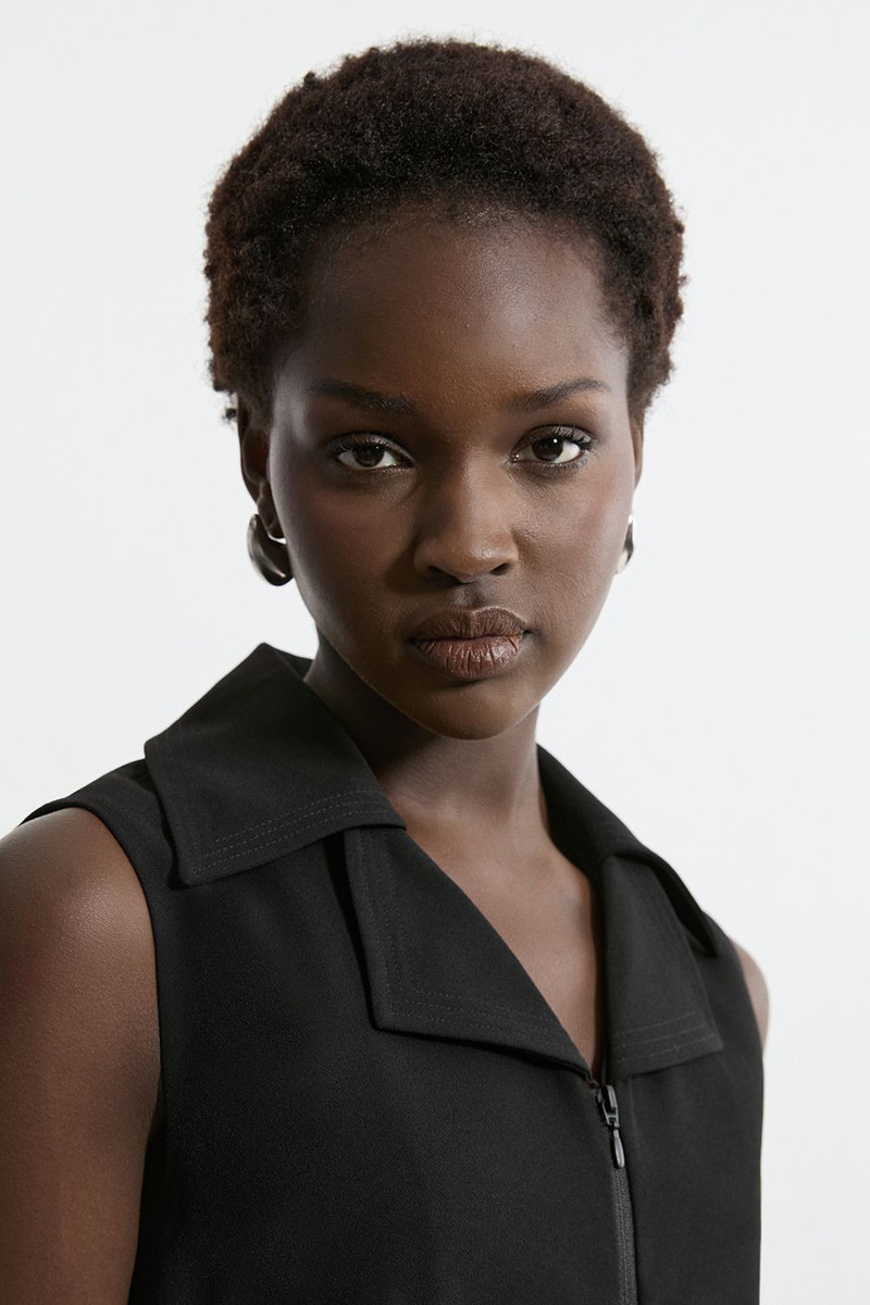 KAREN MILLEN Tailored Crepe Buckle Detail Sleeveless Jacket outlook