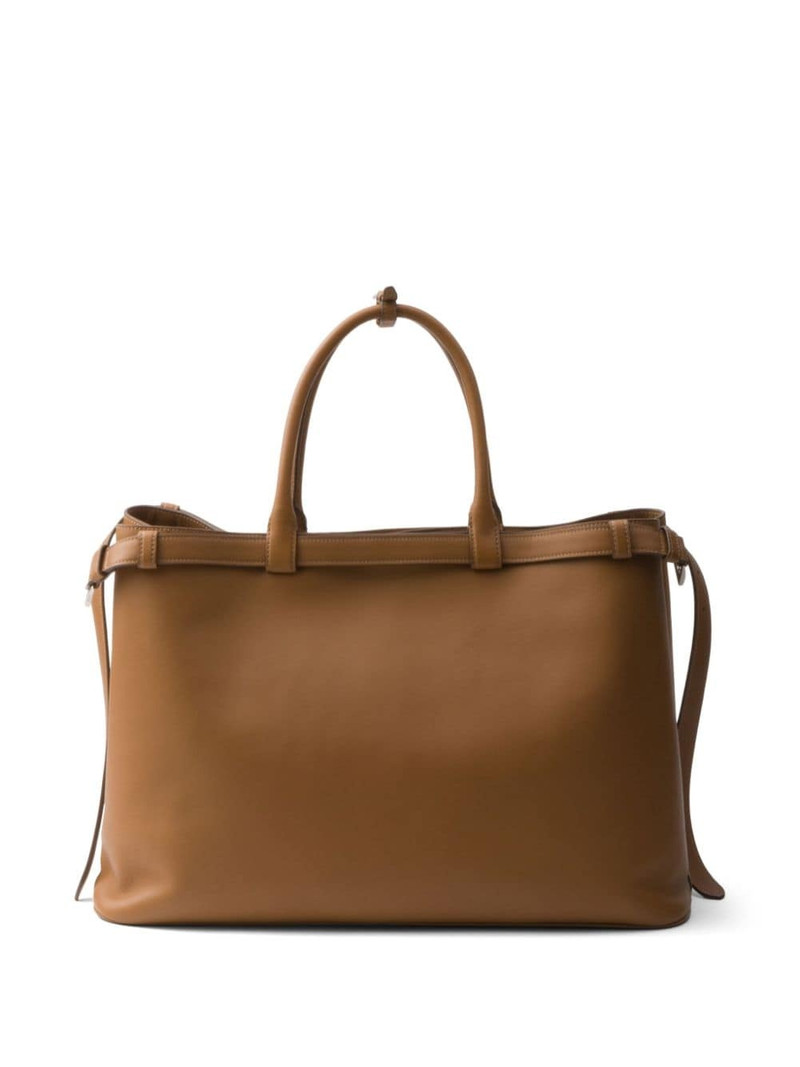 Prada buckle leather handbag with double belt outlook