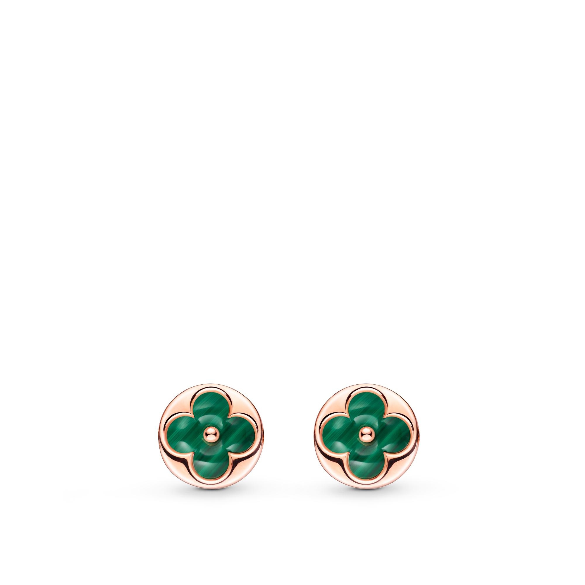 Color Blossom BB Sun Ear Stud, Pink Gold And Malachite - Per Unit - 3