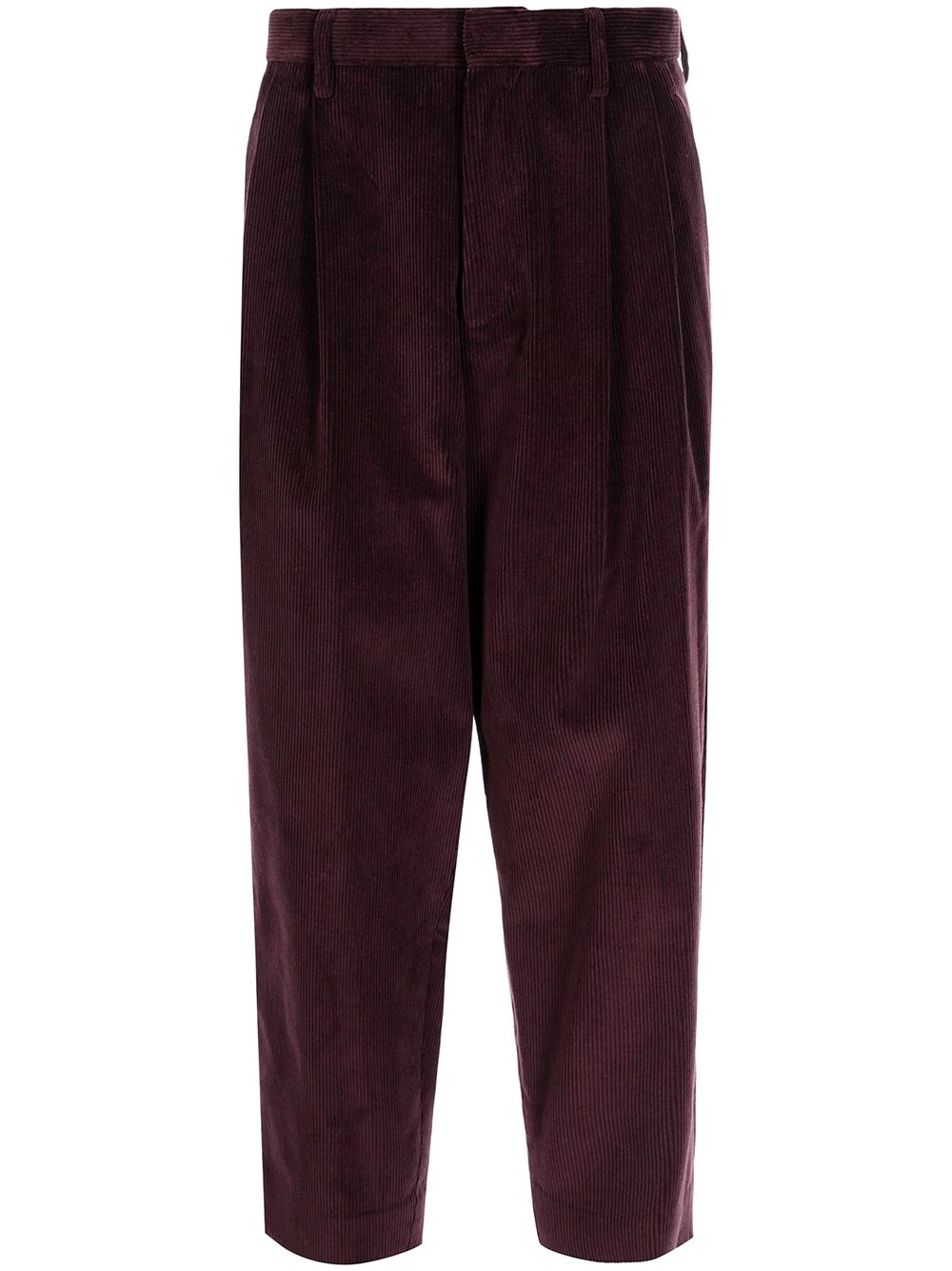 cropped tapered-leg corduroy trousers - 1