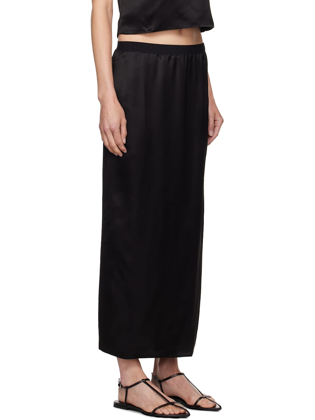 Black Slip Midi Skirt - 2