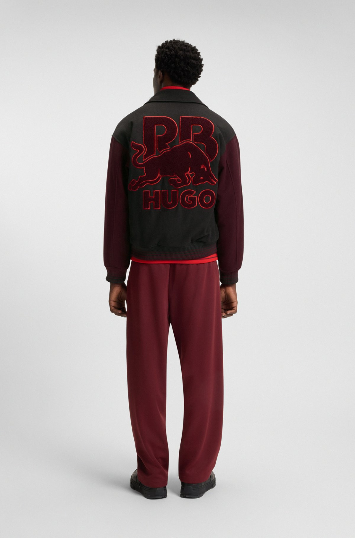 HUGO X RB REGULAR-FIT VARSITY-STYLE JACKET WITH BULL GRAPHICS - 4