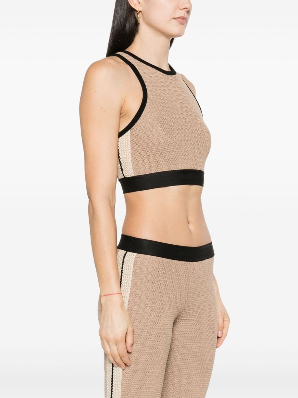 logo-tape knitted tank top - 3