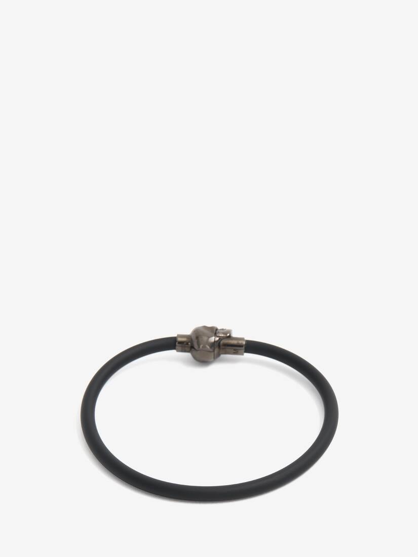 Men's Rubber Cord Skull Bracelet in Black - 4