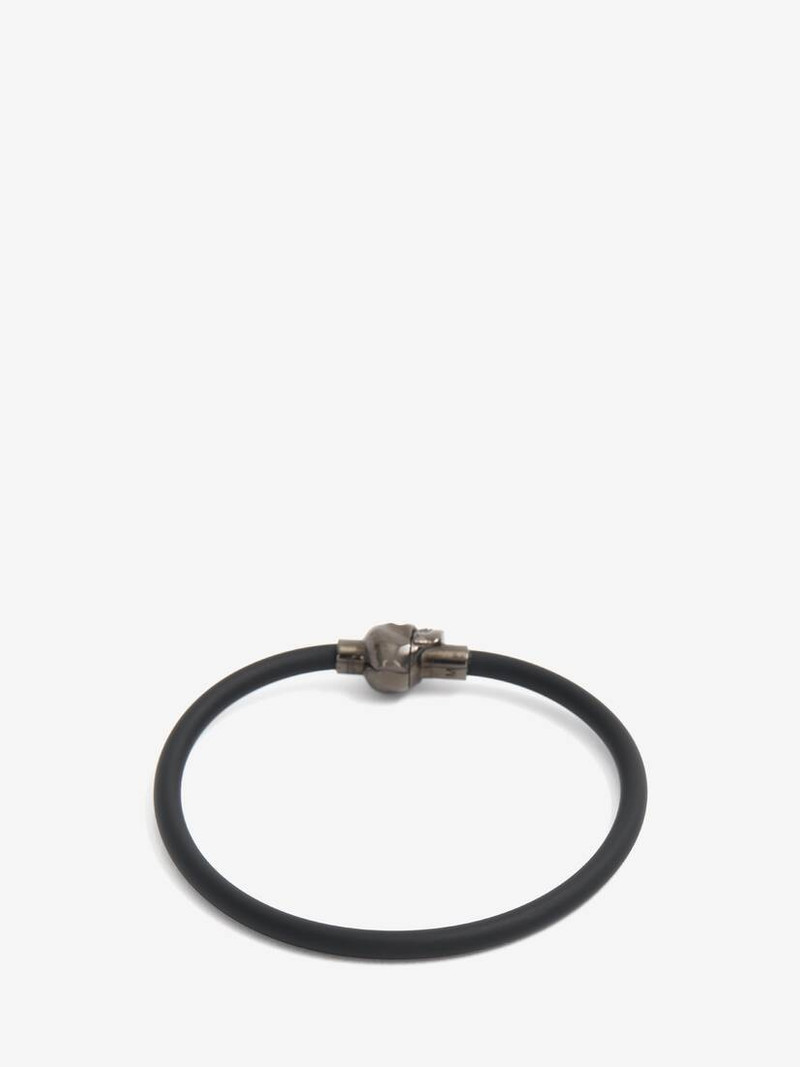 Men's Rubber Cord Skull Bracelet in Black 4