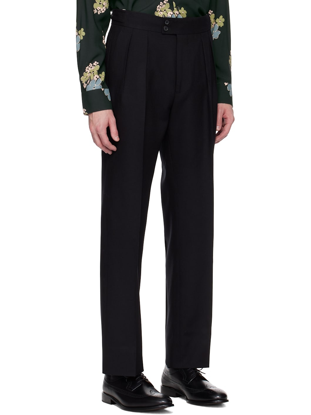Black Two-Ply Hopsack Trousers - 2