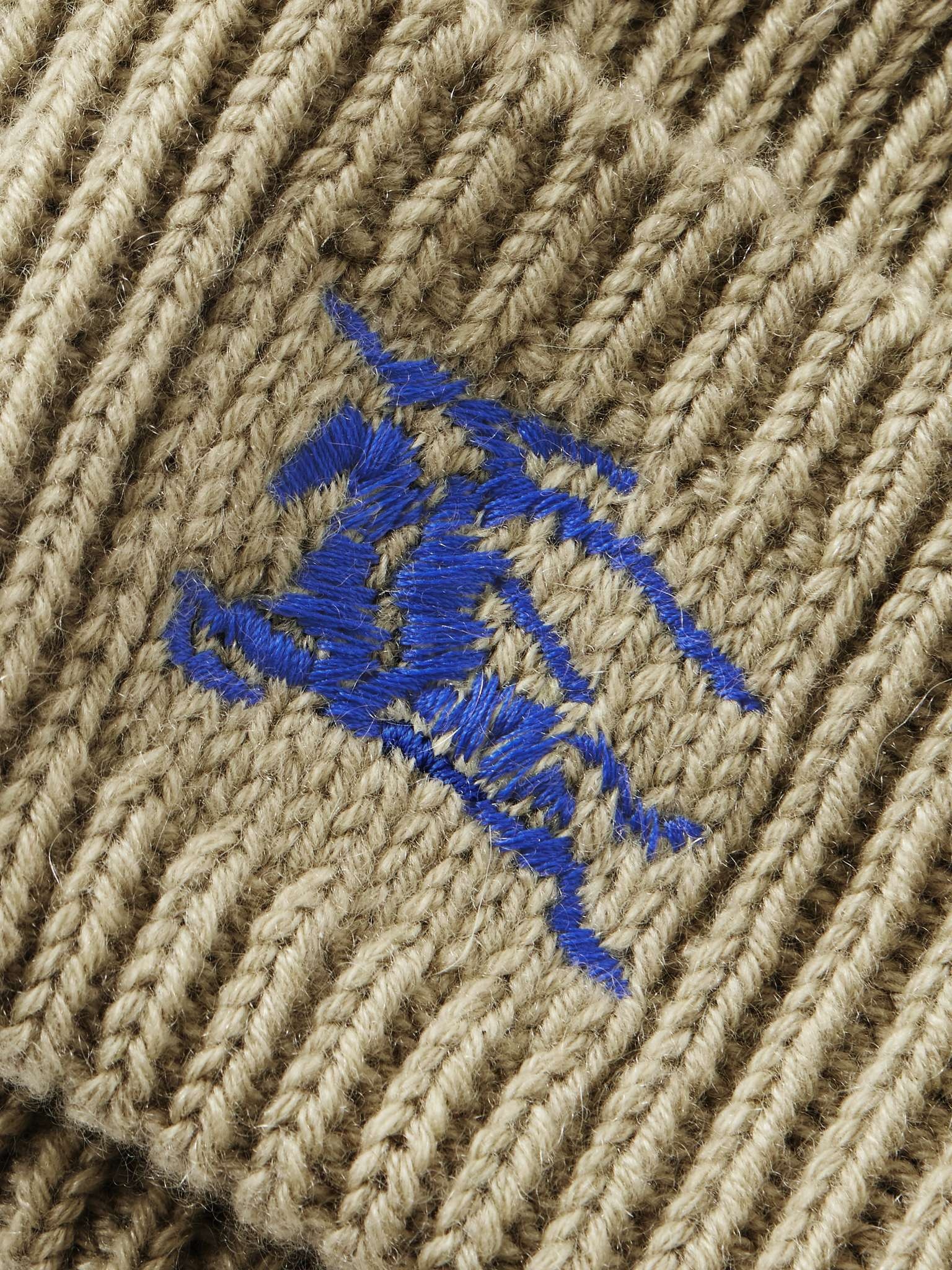 Logo-Embroidered Ribbed Cashmere Beanie - 3