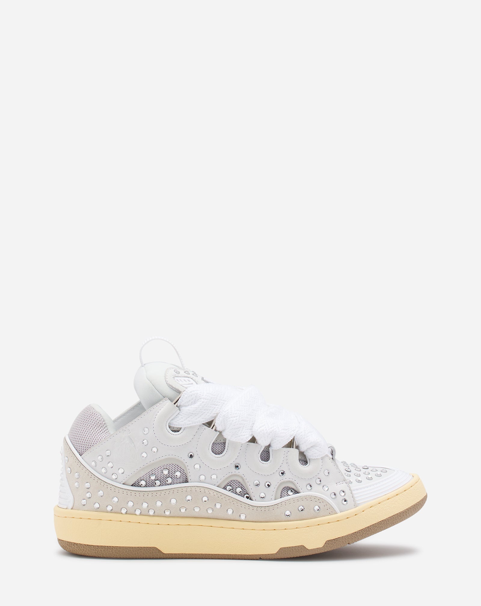 CURB LEATHER SNEAKERS WITH RHINESTONES - 1