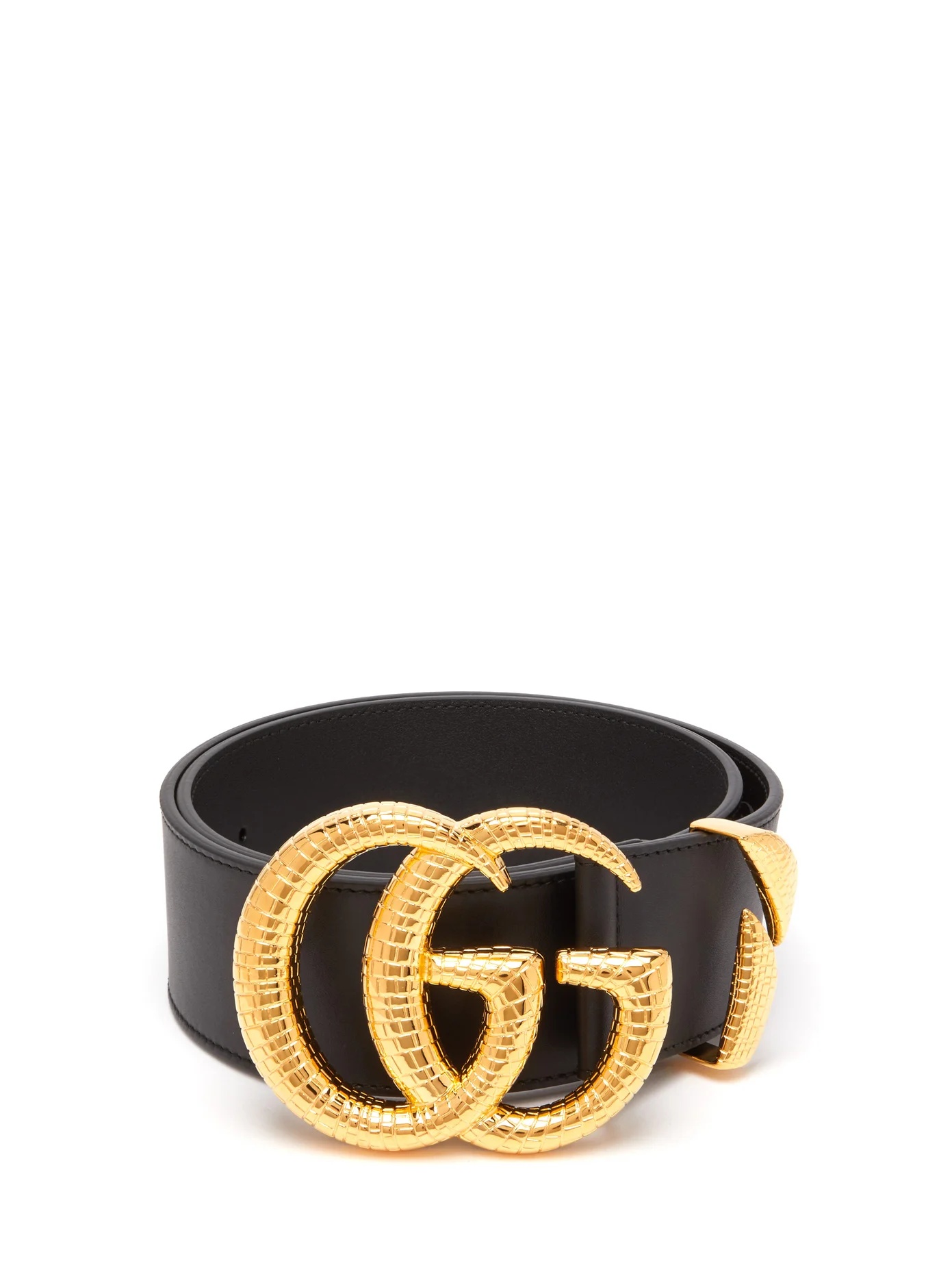 Snakeskin-effect GG-logo leather belt - 1