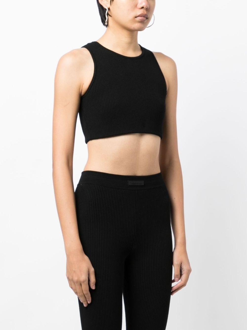 logo-patch ribbed crop top - 3